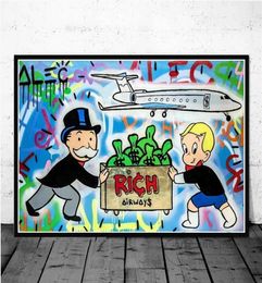 Alec Graffiti Monopoly Millionaire Money Street Art Canvas Prints Schilderij Wall Art Pictures voor Woonkamer Home Decoration Cuadr8688126