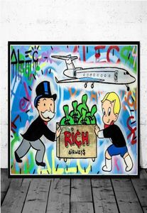 Alec Graffiti Monopoly Millionaire Money Street Art Canvas Imprimés peinture mural images d'art pour le salon décoration de maison Cuadr1017580