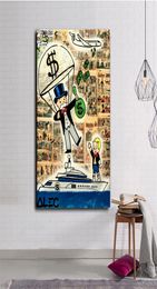 Alec Monopolies Parachute Gooi geld Richie op Yacht Street Art Graffiti Canvas Painting Poster Prints foto voor woonkamer PO6713821