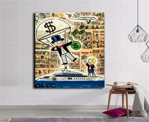 Alec Monopolies Parachute Throw Money Richie sur Yacht Street Art Graffiti Canvas PEINTURE PROST PROST PICONS POUR LE SOIR PO5966324