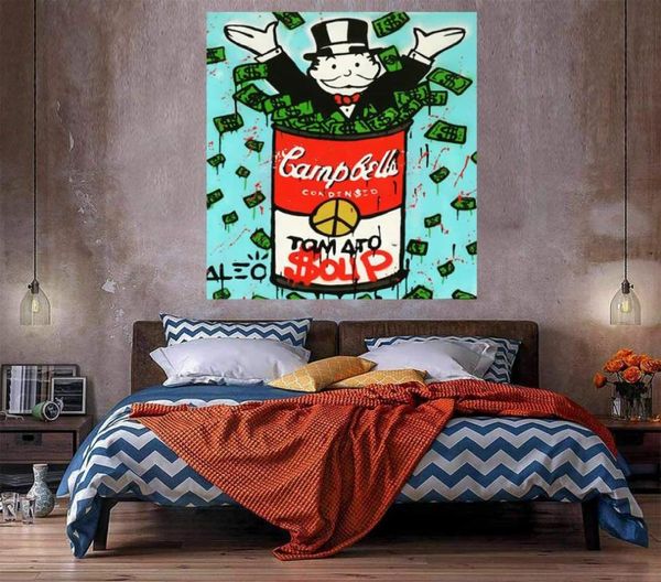 Alec Monopoly Campbells Tomates Soup Home Decor Painting Oil Paint sur toile artisanat HD Impression Wall Art Picture Personnalisation est AcceP4175051