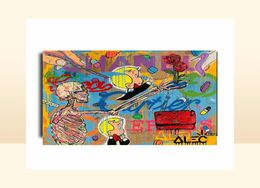 Alec Monopoly Graffiti Handcraft Oil Painting on CanvasquotSsellets en Flowersquot Home Decor Wall Art Painting2432inch N4545517