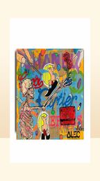 Alec Monopoly Graffiti Handcraft Oil Painting on CanvasquotSsellets en Flowersquot Home Decor Wall Art Painting2432inch N5839868