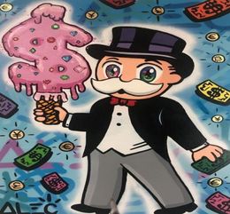 Alec Monopoly Graffiti Street Art Rich Man Pink Icecream Abstract Oil Painting Cartoon Wall Art Foto's voor kinderdagverblijf en kinderkamer7393684