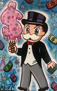 Alec Monopoly Graffiti Street Art Rich Man Pink Icecream Abstract Oil Painting Coulten Wall Art Foto's voor kinderdagverblijf en kinderkamer2059669