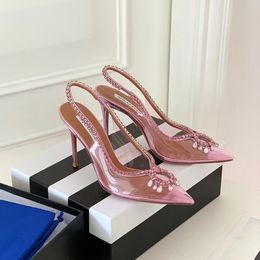 Alevi Milano Crystal Pumps Pumps Chaussures Pink Pvc Slip-On High Heels Chaussures Slipper 10,5 cm Spool Femmes Luxurys Designers Designers Slingbacks Fashion Factory Chaussures