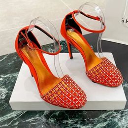 Alevi Milano Sandales à talons hauts à talons de sangle incrustés en cristal talons ciel talon pour les femmes designers de luxe d'été chaussures de fête à talons