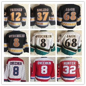 Alex Ovechkin Jersey 1990 Vintage Hockey 37 Kolzig 12 Jeff Friesen 68 Jaromir Jagr CCM Classic Hockey Jerseys Gestikt Rood Wit Zwart