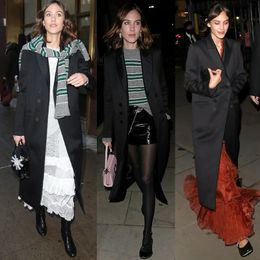 Alexa Chung Miss Zhong même OL Style costume col mi-long noir mode Trench pour les femmes printemps 240318