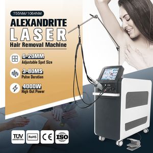 Alexandrite Lange Puls Laser 755NM 1064NM ND YAG Laser Haar Machine Verwijdering van Melanine 5 Miljoen Opnamen 4000W