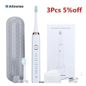 Alfawise S100 Brosse à dents électrique Brosse à dents avec 4 modes de nettoyage Sauvegarde avancée Soins de santé bucco-dentaires étanches 110-240v J1906276174440