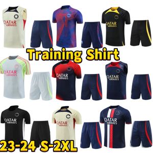 23 24 PSGs voetbalshirts Training Shirt PARIS MBAPPE 7 HAKIMI SERGIO RAMOS 2023 2024 Mannen Voetbalshirts Volwassen Korte mouw Sportkleding