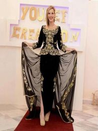 Tenues algériennes Karakou Prom Robe formelle à manches longues Péplum Robes de soirée Velor Vintage Party With Brodery7312580