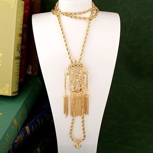 Collier de mariage algérien longue chaîne plaqué or glands pendentif avec cristaux femmes arabes épaule poitrine bijoux 240329