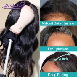 Ali Grace Hair Body Wave Wig Transparent Lace Front Human Hair Wigs Peruvian 4x4 Lace Closure Wig Pre-Plucked With Baby Hair