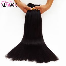 Ali Magic Brazilian Straight Virgin Hair Extensions Gratis Verzending 100g / Bundel Menselijk Haar Remy Maleisische rechte bulk haarbundels