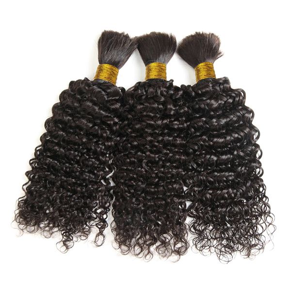 Ali Magic mongol Afro crépus bouclés cheveux en vrac pour tresses 100g faisceaux de cheveux humains en vrac Extensions de cheveux couleur noire naturelle