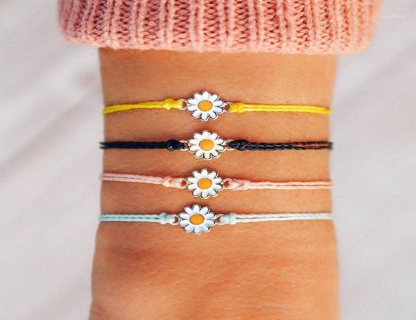 Alibaba express fleur marguerite bracelet à breloques collier de ficelle de cire vintage mujer gargantillas mujer moda bracelet d'amitié femmes14394916