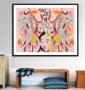 Toile imprimée d'art Alice au pays des merveilles, peinture colorée, affiche murale imprimée, tableau d'art moderne, décoration de chambre de fille, 6458007