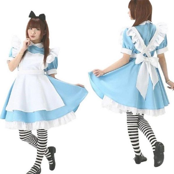 Alice au pays des merveilles robe de femme de chambre française robe tablier costumes sexy comprend 4 couleurs214W