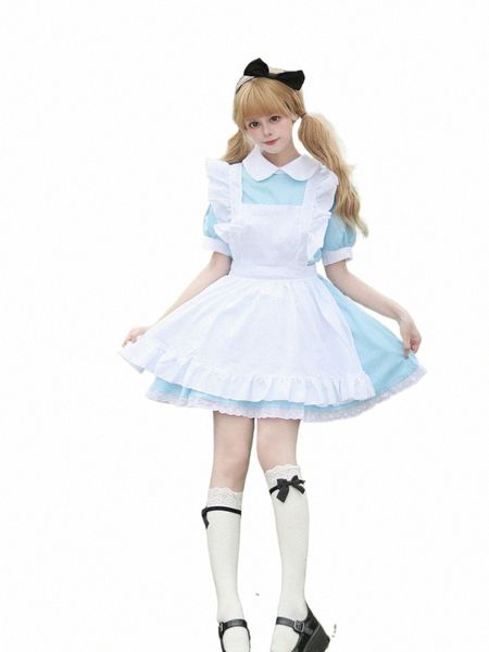 Alice's Adventures in Wderland vêtements pour enfants Halen s girl maid vêtements maid vêtements bleu l8lq #