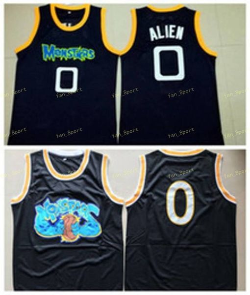 Alien 0 Space Jam Película Baloncesto Jersey Monstars Tune Squad Negro 100% Cosido Alien Película Baloncesto Orden de mezcla