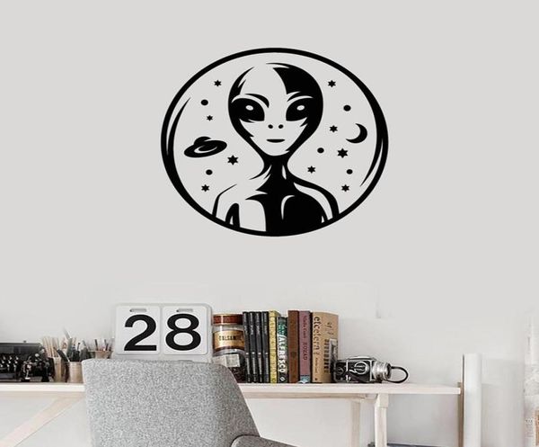 Autocollant Mural Alien Area 51 étoiles planètes univers galaxie, décoration de maison, Art Mural, cadeau 5569465