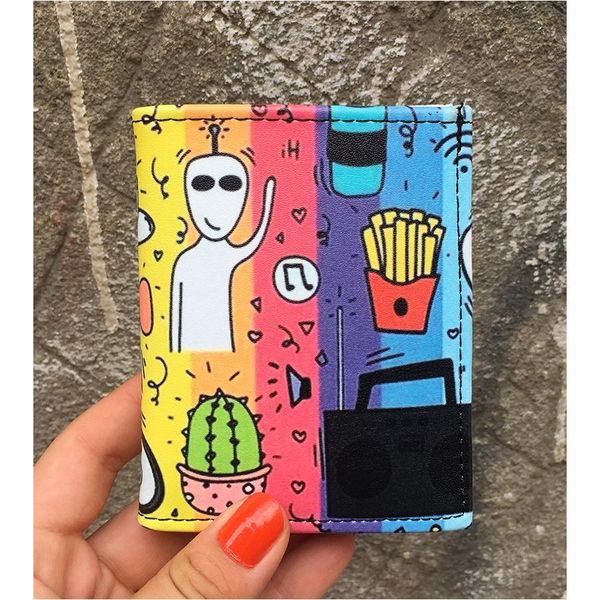 Alien-Cactus Clip Art Logo Holder PVC Femmes Clear Short Purse Mini Money Card Holde Unisex Zipper Wallet