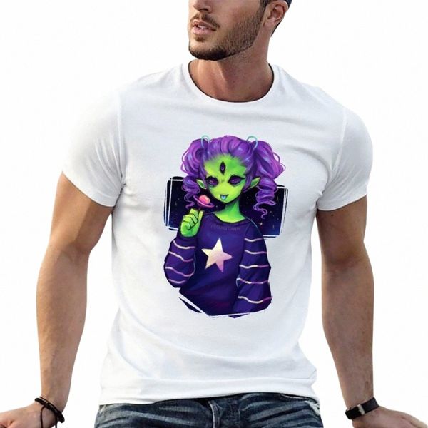 Camiseta de chica alienígena, ropa estética, camisetas coreanas fi lisas, hombres X17E #