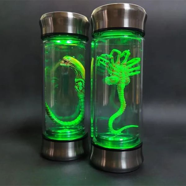 Alien Glow Jar Xenomorph Espécimen Facehugger Embrión Tarro de vidrio Película Prop Réplica Decoración del hogar Artesanía de escritorio Escultura Decoración 240130