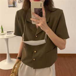 Alien Kitty Chic High Street Korte Mouwen Vrouwelijke Minimalistische Korte Ol Prom Stijlvolle Elegante Losse All-match Office Lady Blazers X0721