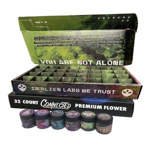 Alien Labs 32 unidades Xeno Y2K GEMINI Premium Flower Cajas de embalaje en tarro de vidrio negro No estás solo 1 onza de PASTEL ella golpea diferente resina viva