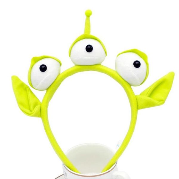 Diadema de monstruo alienígena, diadema de Robot con globo ocular de felpa, accesorios para fiesta de Halloween para adultos y niños, regalo bonito novedoso green252P