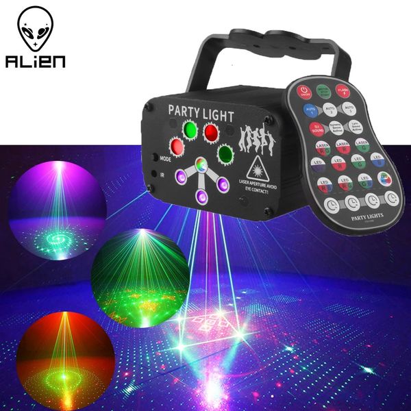 Alien RGB Mini DJ disco Laser Laser Projecteur USB LED rechargeable Sound UV Strobe Effet de scène Mariage de Noël Party Fête de vacances 240516
