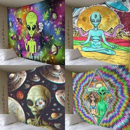 Tapisserie Alien, décoration de maison, tissu mural psychédélique, motif Anime, tapis art 210608235c