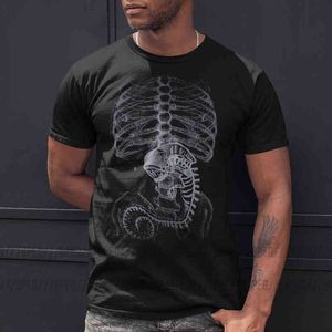 Alien Vs Predator Tees Alien Bone Covenant Bone T Shirt Manga corta Cuerpo Humano Embrión Foto X-Rayos O Cuello Camiseta Algodón Tallas grandes G1222