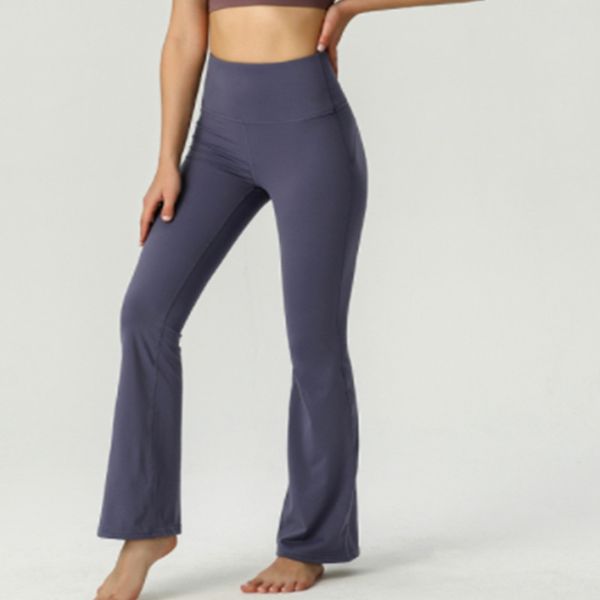 Align LL Pantalones de yoga para mujer Color sólido Desnudo Deportes Cintura moldeadora Apretado acampanado Fitness Jogging suelto Ropa deportiva Pantalón acampanado de nueve puntos para mujer