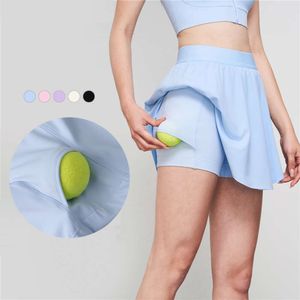 Aligner Shorts Gym Lu Workout 2 en 1 morceau Pickleball Light Weight Sports Jupes Women's Femme Dry Tennis Dry Tennis With Side Pockets Lemon Ll Sh