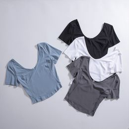 Align Tee Sportshirts voor dames Gymtrainingskleding Yogakleding Pilates Tops Panty's T-shirts Hardlopen Sportkleding met open rug