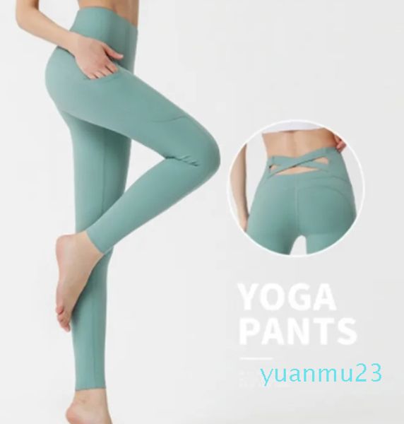 Aligner les pantalons de yoga pour femmes fitness sport nu bout à bout course à séchage rapide taille haute entraînement serré neuvième pantalon