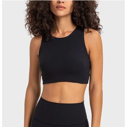 Aligner Yoga Ribbed Lu Bra Haut-col à quatre voies STRUPT SURVERNE Couverture complète Crop Top Slim Fit Athletic Gym Wars Warans Lemon Gym Runnin