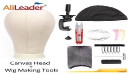 Alileader 11 PCSset Wig Making Kit Tools Block Head Block With Stand Holder Wig Cap Peigne Beigned TPINS TPINS Thread Ciseaux For Wigs4989951