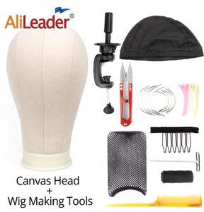 Alileader 11 PCSSet Kit de fabrication de perruque outils tête de bloc de toile avec support de support perruque Cap peigne aiguille Tpins fil ciseaux pour perruques 4335669