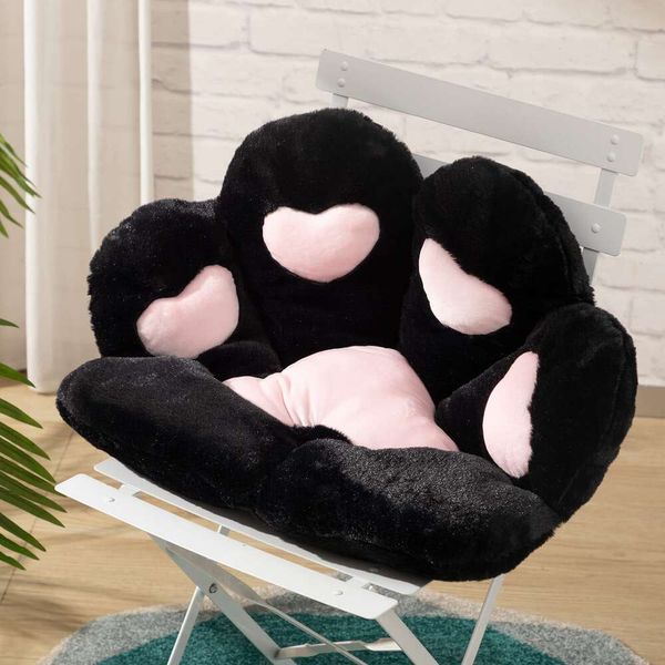 Alimorden Patte de chat Rose Grande peluche douce Paresseux Canapé Chaise de bureau Coussin de sol Coussin de siège Noir