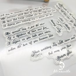 Alinacutle Clear Stamps Sentiments de mariage Carte de scrapbooking Album Papier Craft Rubber Roller Transparent Silicon