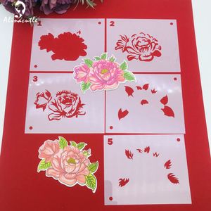Alinacutle Flower Peony Clear Stamp avec des matrices de coupe en métal coupées, pochoirs, cartes à la main à la main