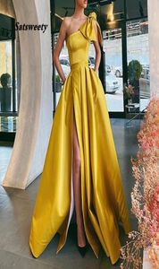 Aline Prom Jurk Lang Met Zakken 2021 vestidos de fiesta side split vestidos elegantes robe de soiree avondjurken2833217