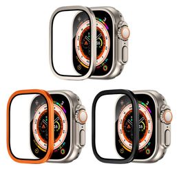 Alininum bumper Case Builtin getemperde glasfilm voor Apple Watch 8 Ultra Screen Protector Case 49mm Beschermende gezichtsomslag6999100