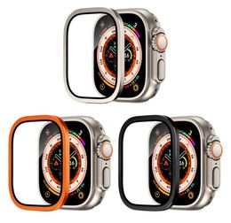 Étui à pare-chocs Alininum Film en verre trempé intégré pour Apple Watch 8 Ultra Screen Protector Case 49mm Protective Face Cover6999100