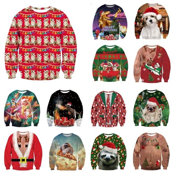Alisister Ugly Christmas Sweater Père Noël Imprimer Sweat à capuche ample Hommes Femmes Pull Noël Nouveauté Automne Hiver Top Vêtements V191028